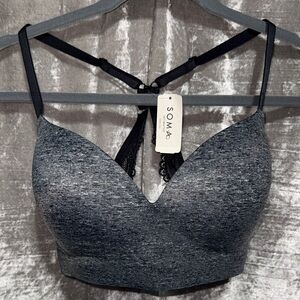 Soma Charcoal Bra with Black Accents
